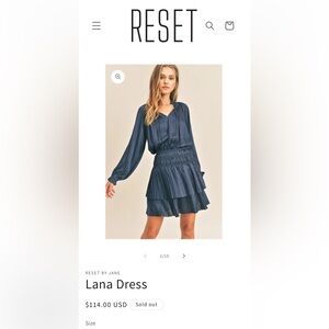 Reset by Jane Dress Womens Navy Silky Smocked Ruffle Boho Mini‎ Size S